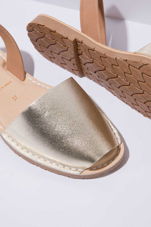 Terroso Oro Mimoso - Original Menorcan Sandals in Gold and Tan Leather