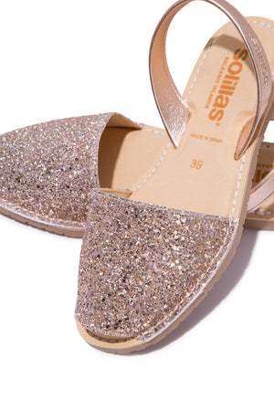 Rose Gold Glitter Mimoso Vegan - Original Menorcan Sandals