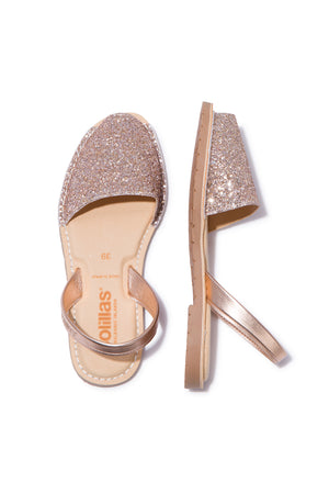 Rose Gold Glitter Mimoso Vegan - Original Menorcan Sandals