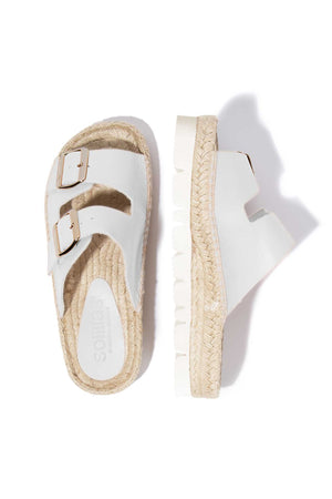 BLANCO NEVA - Strappy Espadrille Flatform Sliders in White Leather with Buckles