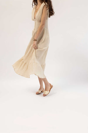 TERROSO ORO FRESCA - Gold & Tan Menorcan sandals