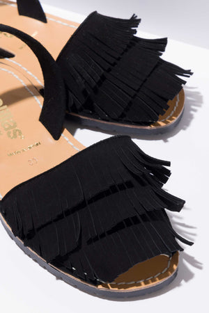 Noche Franja - Fringe Detail Leather Menorcan sandals