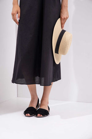 Noche Franja - Fringe Detail Leather Menorcan sandals