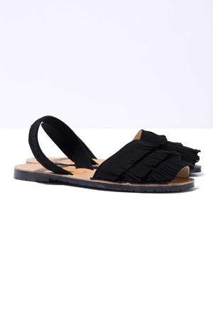 Noche Franja - Fringe Detail Leather Menorcan sandals