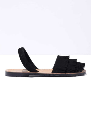Noche Franja - Fringe Detail Leather Menorcan sandals