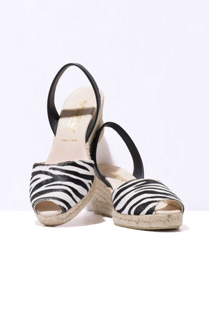 CEBRA LALIA - Espadrille Wedge Zebra Print Fur Menorcan Sandals