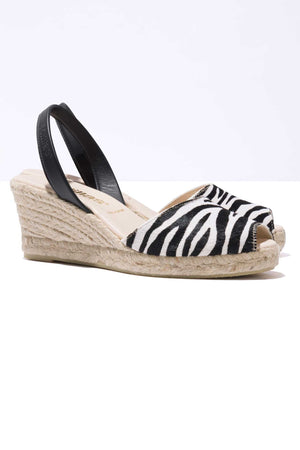 CEBRA LALIA - Espadrille Wedge Zebra Print Fur Menorcan Sandals