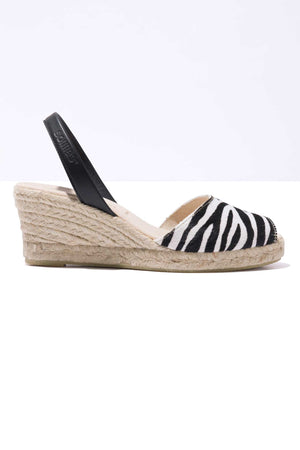 CEBRA LALIA - Espadrille Wedge Zebra Print Fur Menorcan Sandals