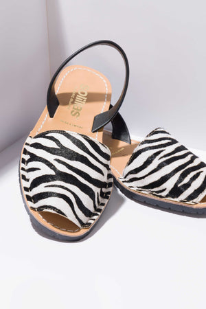 CEBRA - Zebra Print Fur Leather Menorcan Sandals