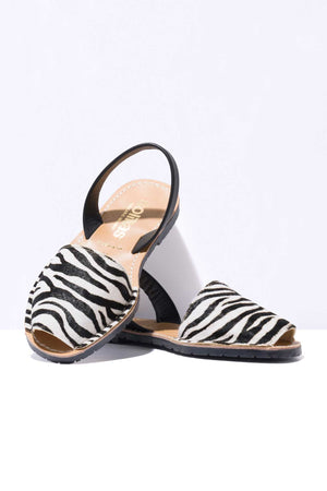 CEBRA - Zebra Print Fur Leather Menorcan Sandals