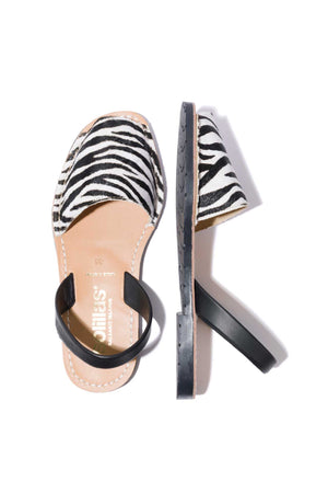 CEBRA - Zebra Print Fur Leather Menorcan Sandals
