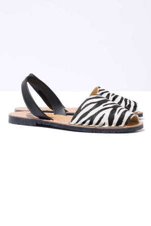 CEBRA - Zebra Print Fur Leather Menorcan Sandals