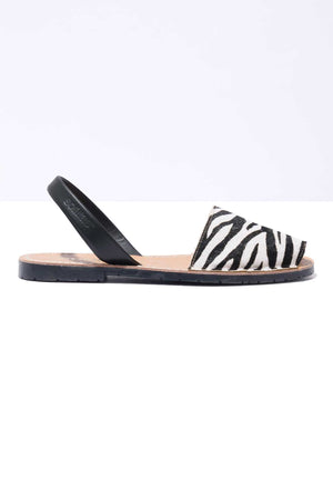 CEBRA - Zebra Print Fur Leather Menorcan Sandals