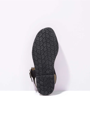 NOCHE PESCA - Black Nubuck Leather Ankle Strap Sandals