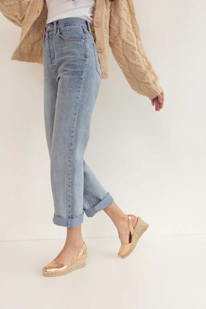 ROSE GOLD LALIA - Espadrille Wedge Leather Menorcan Sandals