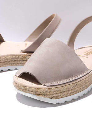 PEDRA CARME - Espadrille Flatform Grey Leather Menorcan Sandals