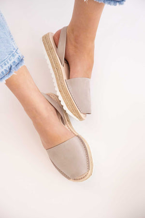 PEDRA CARME - Espadrille Flatform Grey Leather Menorcan Sandals