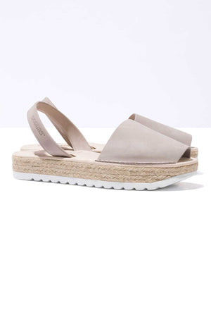 PEDRA CARME - Espadrille Flatform Grey Leather Menorcan Sandals