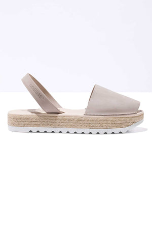PEDRA CARME - Espadrille Flatform Grey Leather Menorcan Sandals