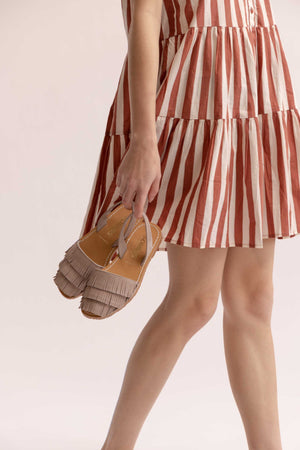 Pedra Franja - Fringe Detail Leather Menorcan sandals