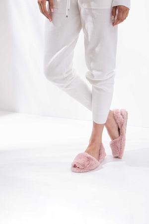 MIA CASA  - Pink Fluffy Balearic Slippers