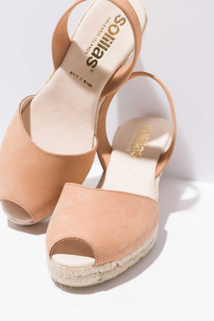 CUERO LALIA - Espadrille Wedge Menorcan Sandals in Tan Leather