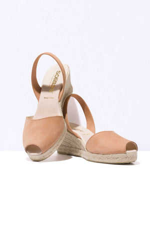 CUERO LALIA - Espadrille Wedge Menorcan Sandals in Tan Leather