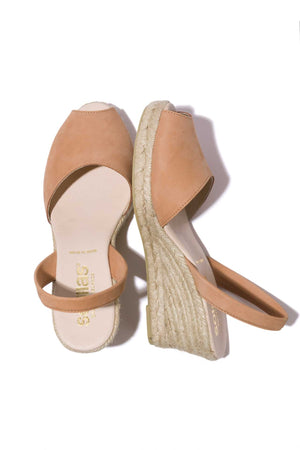 CUERO LALIA - Espadrille Wedge Menorcan Sandals in Tan Leather