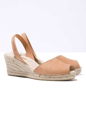 CUERO LALIA - Espadrille Wedge Menorcan Sandals in Tan Leather
