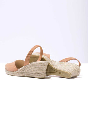 CUERO LALIA - Espadrille Wedge Menorcan Sandals in Tan Leather