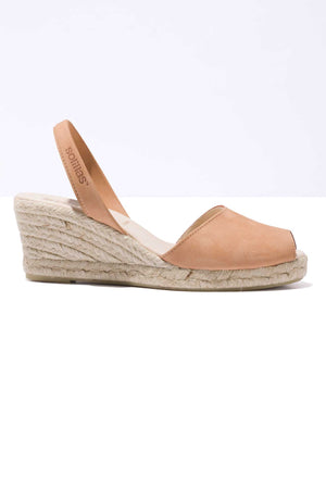 CUERO LALIA - Espadrille Wedge Menorcan Sandals in Tan Leather