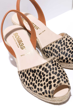 LEOPARDO LALIA - Espadrille Wedge Leopardo Print Fur Menorcan Sandals