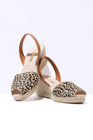 LEOPARDO LALIA - Espadrille Wedge Leopardo Print Fur Menorcan Sandals