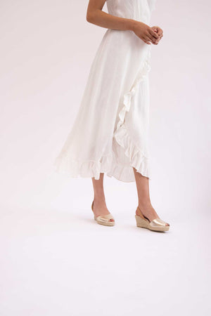 TERROSO ORO LALIA - Espadrille Wedge Tan & Gold Leather Menorcan Sandals