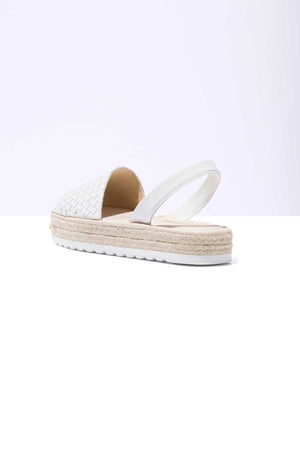 BLANCO CARME - Espadrille Flatform White Woven Leather Menorcan Sandals