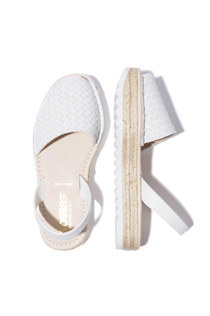 BLANCO CARME - Espadrille Flatform White Woven Leather Menorcan Sandals
