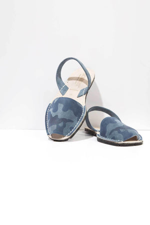 Navy Camo - Camoflague Suede sandals - Women