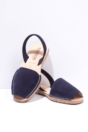 Lalla - Navy Leather Menorcan Sandals
