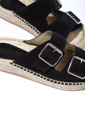 BLACK NEVA - Suede Buckle Espadrille