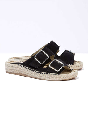 BLACK NEVA - Suede Buckle Espadrille