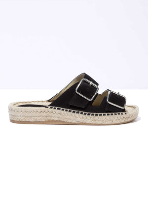 BLACK NEVA - Suede Buckle Espadrille