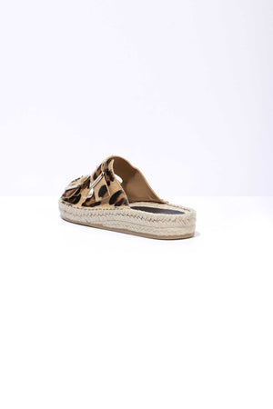 LEOPARD NEVA - Hair-On Leather Buckle Espadrille