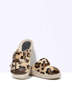 LEOPARD NEVA - Hair-On Leather Buckle Espadrille