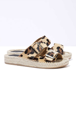 LEOPARD NEVA - Hair-On Leather Buckle Espadrille