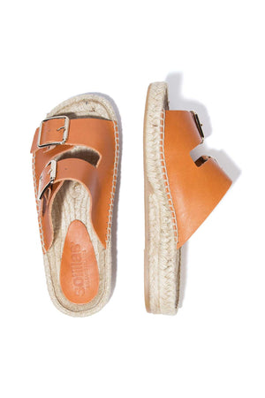 TERRA NEVA - Strappy Espadrille Sliders in Tan Suede with Buckles