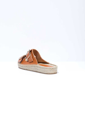 TERRA NEVA - Strappy Espadrille Sliders in Tan Suede with Buckles