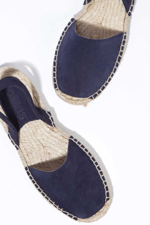 NAVY ESTRELLA - Navy Suede Espadrille Menorcan sandals
