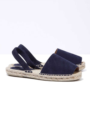 NAVY ESTRELLA - Navy Suede Espadrille Menorcan sandals