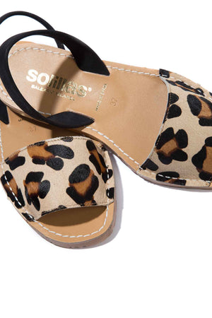LEOPARDO FRESCA - Leopard Hair-On Leather Ballerina Menorcan sandals