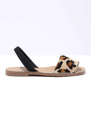 LEOPARDO FRESCA - Leopard Hair-On Leather Ballerina Menorcan sandals